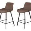 Lot De 2 Tabourets Tissu Marron Doux Avec Piétement Métal - MANHATTAN -Vous savez quand c'est un magasin de meubles. tabouret de bar 9145731