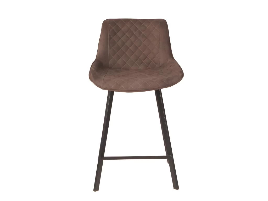 Lot De 2 Tabourets Tissu Marron Doux Avec Piétement Métal - MANHATTAN 4 Lot De 2 Tabourets Tissu Marron Doux Avec Piétement Métal - MANHATTAN – Image 2