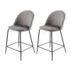Lot De 2 Chaises De Bar En Velours Gris Foncé Piètement Métal - FARA -Vous savez quand c'est un magasin de meubles. tabouret de bar 9145757