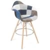 KAYELLES Chaise De Bar Patchwork Tissu Style Scandinave Avec Accoudoirs TIBA (Bleu)