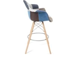 KAYELLES Chaise De Bar Patchwork Tissu Style Scandinave Avec Accoudoirs TIBA (Bleu) -Vous savez quand c'est un magasin de meubles. tabouret de bar 9146031