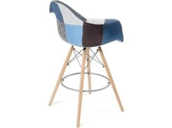KAYELLES Chaise De Bar Patchwork Tissu Style Scandinave Avec Accoudoirs TIBA (Bleu) -Vous savez quand c'est un magasin de meubles. tabouret de bar 9146033