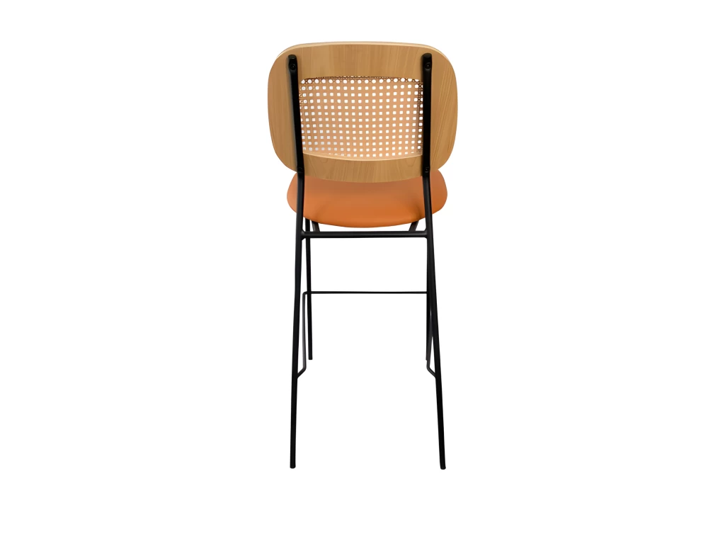 MEMPHIS - Chaise De Bar Simili Cuir Orange 6 MEMPHIS - Chaise De Bar Simili Cuir Orange – Image 4