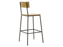 Tabouret De Bar Avec Dossier En Pin Et Métal Marron - LINEA 9 Tabouret De Bar Avec Dossier En Pin Et Métal Marron - LINEA -Vous savez quand c'est un magasin de meubles. tabouret de bar 9146283