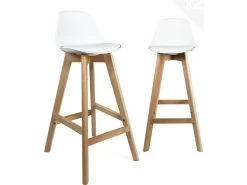 KAYELLES Lot De 2 Chaises De Bar Scandinave MALI (Blanc)