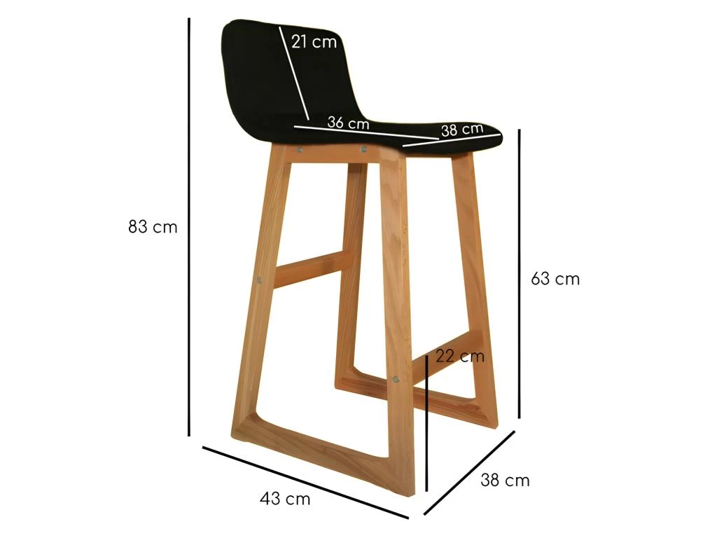 Lot 2 Tabourets De Bar Bois Et Tissu Noir - CAB 5 Lot 2 Tabourets De Bar Bois Et Tissu Noir - CAB – Image 3