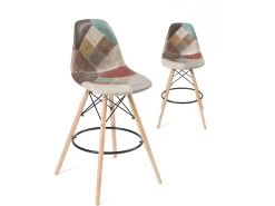 KAYELLES Lot De 2 Chaises De Bar Patchwork Scandinave SLEO