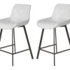 Lot De 2 Tabourets Tissu Gris Clair Doux Avec Piétement Métal - MANHATTAN -Vous savez quand c'est un magasin de meubles. tabouret de bar 9147549