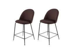 Lot De 2 Chaises De Bar En Velours Marron Piètement Métal Noir - FARA
