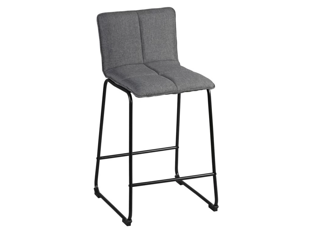 TEODORE - Lot De 2 Tabourets De Bar Tissu Gris 4 TEODORE - Lot De 2 Tabourets De Bar Tissu Gris – Image 2