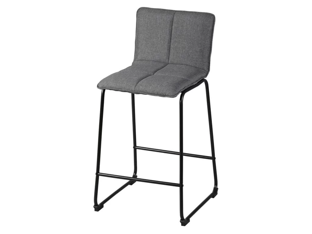 TEODORE - Lot De 2 Tabourets De Bar Tissu Gris 5 TEODORE - Lot De 2 Tabourets De Bar Tissu Gris – Image 3