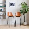 Lot De 2 Tabourets De Bar Vintage LUCIEN Cognac - Hauteur D'assise 75cm - HAPPY GARDEN -Vous savez quand c'est un magasin de meubles. tabouret de bar 9217171