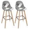 GIADA - Lot De 2 Tabourets De Bar Patchwork Motifs Grisés -Vous savez quand c'est un magasin de meubles. tabouret de bar 9217423