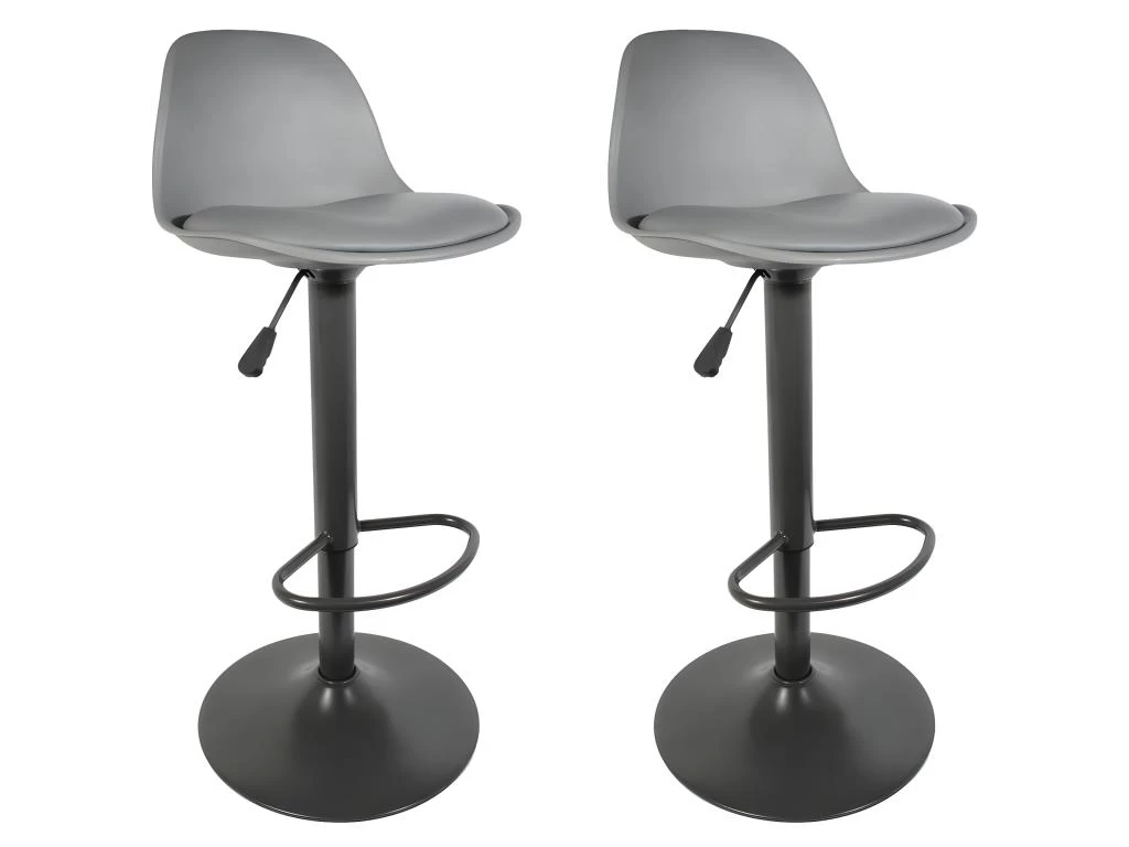 NEWTON - Lot De 2 Tabourets De Bar Coloris Gris 3 NEWTON - Lot De 2 Tabourets De Bar Coloris Gris