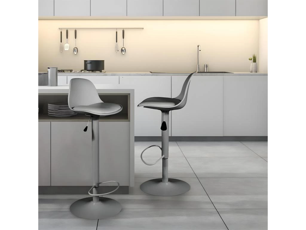 NEWTON - Lot De 2 Tabourets De Bar Coloris Gris 4 NEWTON - Lot De 2 Tabourets De Bar Coloris Gris – Image 2