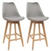 PARSA - Lot De 2 Chaises De Bar Grises Et Pieds Bois -Vous savez quand c'est un magasin de meubles. tabouret de bar 9217443