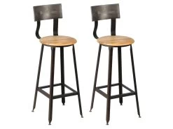 INDUS - Lot De 2 Tabourets De Bar Industriel H75