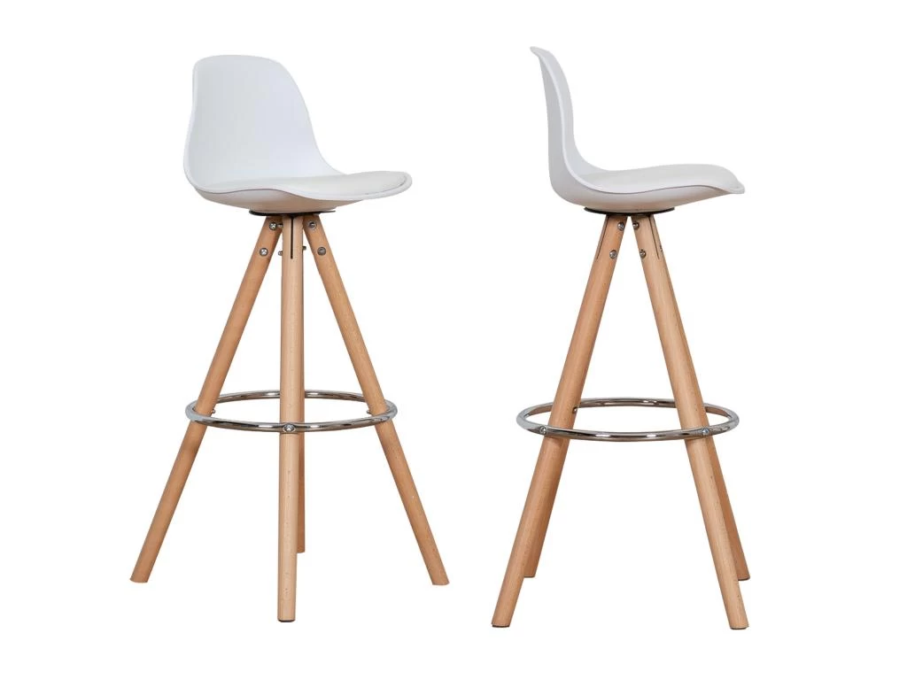 Lot De 2 Tabourets Scandinaves TOBIAS Blancs Avec Coussin - HAPPY GARDEN 5 Lot De 2 Tabourets Scandinaves TOBIAS Blancs Avec Coussin - HAPPY GARDEN – Image 3