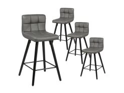 SOREN - Lot De 4 Tabourets Gris Et Noirs