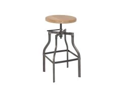 SILPA - Tabouret De Bar Pieds Métal Et Assise Bois