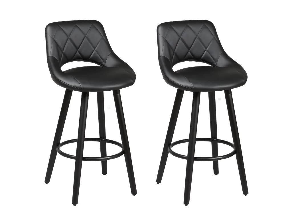 NIELS - Lot De 2 Tabourets Noir 3 NIELS - Lot De 2 Tabourets Noir