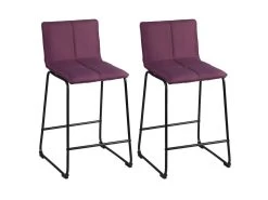 TEODORE - Lot De 2 Tabourets De Bar Tissu Violet