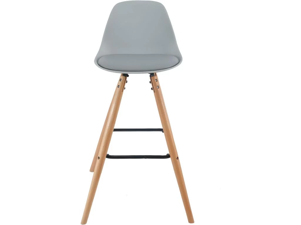 Lot De 2 Tabourets De Bar Scandinaves Coussin Et Pieds Bois SHUG (gris) 4 Lot De 2 Tabourets De Bar Scandinaves Coussin Et Pieds Bois SHUG (gris) – Image 2
