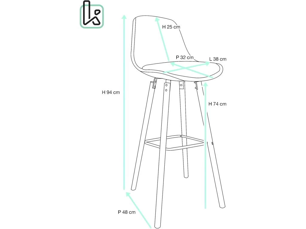 Lot De 2 Tabourets De Bar Scandinaves Coussin Et Pieds Bois SHUG (gris) 7 Lot De 2 Tabourets De Bar Scandinaves Coussin Et Pieds Bois SHUG (gris) – Image 5