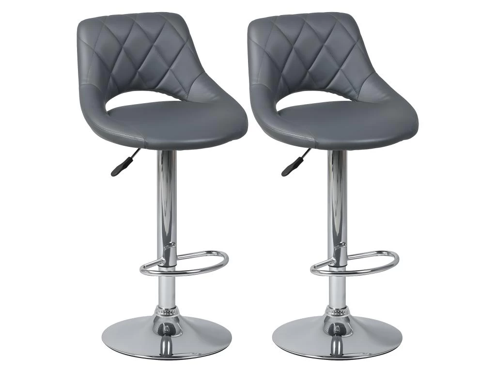 HAMILTON - Lot De 2 Tabourets De Bar Gris 3 HAMILTON - Lot De 2 Tabourets De Bar Gris
