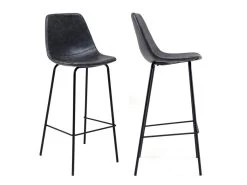 Lot De 2 Tabourets De Bar Vintage LUCIEN Gris Foncé - Hauteur D'assise 75cm - HAPPY GARDEN -Vous savez quand c'est un magasin de meubles. tabouret de bar 9218361