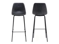 Lot De 2 Tabourets De Bar Vintage LUCIEN Gris Foncé - Hauteur D'assise 75cm - HAPPY GARDEN -Vous savez quand c'est un magasin de meubles. tabouret de bar 9218363
