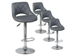 HAMILTON - Lot De 4 Tabourets De Bar Gris
