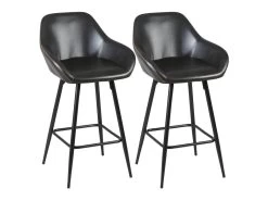 THOME - Lot De 2 Tabourets De Bar Simili Noir