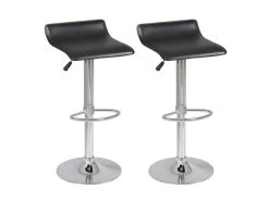 TARAN - Lot De 2 Tabourets De Bar Simili Noir
