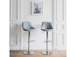 Lot De 2 Tabourets De Bar Gris JASPER - HAPPY GARDEN
