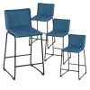 TEODORE - Lot De 4 Tabourets De Bar Tissu Bleu Pétrole 2 TEODORE - Lot De 4 Tabourets De Bar Tissu Bleu Pétrole -Vous savez quand c'est un magasin de meubles. tabouret de bar 9218891