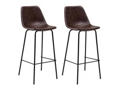 Lot De 2 Tabourets De Bar Vintage LUCIEN Marron - Hauteur D'assise 75cm - HAPPY GARDEN -Vous savez quand c'est un magasin de meubles. tabouret de bar 9218959