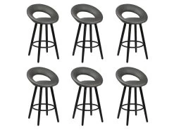 LOTHAR - Lot De 6 Tabourets Gris Et Noirs