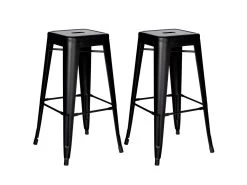 BOBBY - Lot De 2 Tabourets Hauts Métalliques Noirs H76.5cm