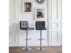 Lot De 2 Tabourets De Bar Gris MIKE - HAPPY GARDEN