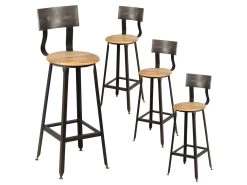INDUS - Lot De 4 Tabourets De Bar Industriel H75
