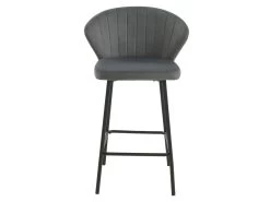 Lot De 2 Tabourets - Velours Et Métal - Gris - CRUSTI -Vous savez quand c'est un magasin de meubles. tabouret de bar 9914671