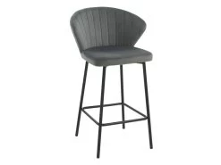 Lot De 2 Tabourets - Velours Et Métal - Gris - CRUSTI -Vous savez quand c'est un magasin de meubles. tabouret de bar 9914687