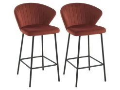 Lot De 2 Tabourets - Velours Et Métal - Gris - CRUSTI -Vous savez quand c'est un magasin de meubles. tabouret de bar 9925769 1
