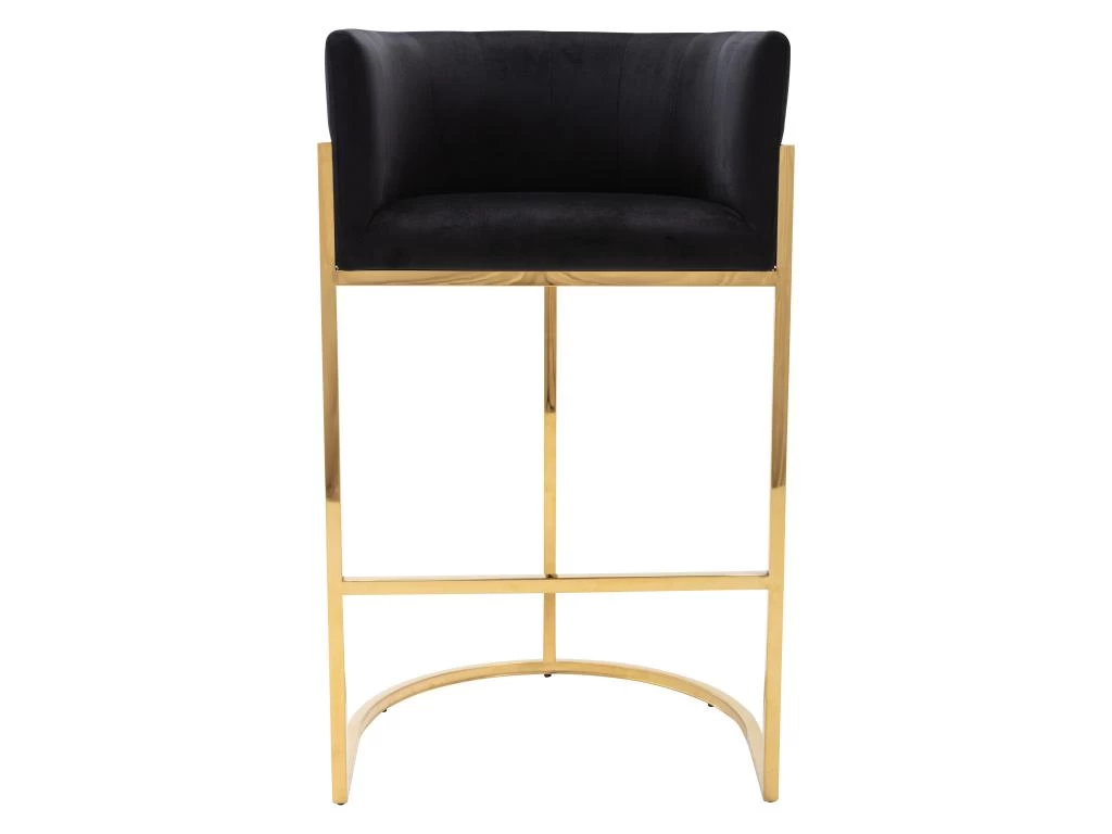 Tabouret De Bar En Velours Et Acier Inoxydable - Noir Et Doré - PERIA De Pascal MORABITO 5 Tabouret De Bar En Velours Et Acier Inoxydable - Noir Et Doré - PERIA De Pascal MORABITO – Image 3