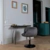 Tabouret De Bar En Velours Gris NOLAN - HAPPY GARDEN -Vous savez quand c'est un magasin de meubles. tabouret haut 10779247
