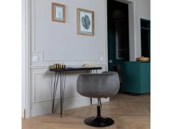 Tabouret De Bar En Velours Gris NOLAN - HAPPY GARDEN -Vous savez quand c'est un magasin de meubles. tabouret haut 10779257