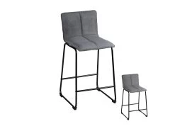 Duo De Tabourets De Bar Gris Tissu/Métal - RANG