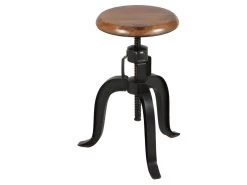 Tabouret Bois, Fonte Et Acier - MOUSTACHE