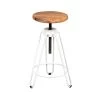 Tabouret De Bar Métal Blanc/Bois Massif - CHALERSTON -Vous savez quand c'est un magasin de meubles. tabouret haut 11143469